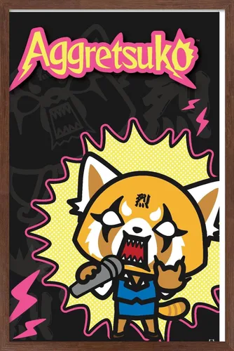 Miniatura 16 de Trends International Aggretsuko Rock Out - Póster de pared, 22.4 pulgadas de largo x 14.7 pulgadas, versión enmarcada en madera de granero