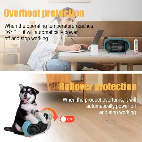 Miniatura 5 de Mini calentador de espacio pequeño portátil para el hogar y la oficina, eficiencia energética con protección contra sobrecalentamiento, calentador