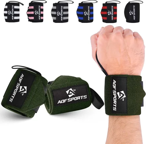 Miniatura 13 de AQF - Muñequeras para levantamiento de pesas - Aprobado por USPA e IPL, soporte de muñeca de 18 pulgadas para gimnasio con bucle para el pulgar