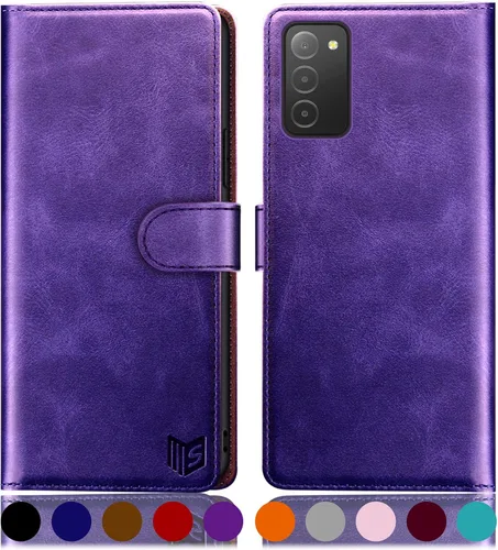 Miniatura 10 de SUANPOT Funda tipo cartera para Samsung Galaxy A03S 【Bloqueo RFID】 Soporte para tarjetas de crédito, libro de folio con tapa de cuero PU Funda a