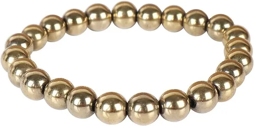 GEMHUB Pulsera de pirita dorada para hombres y mujeres, pulsera de cuentas, pulsera de chakra de Feng Shui de buena suerte, pulsera de yoga, pulsera