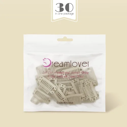 Miniatura 7 de Dreamlover - Clips para extensiones de cabello, clips para peluca con 9 dientes, 30 piezas Beige