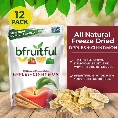 Miniatura 2 de bfruitful Manzana liofilizada + canela, sin azúcar añadido, paquete de bocadillos de frutas liofilizadas o para niños y adultos, bocadillos