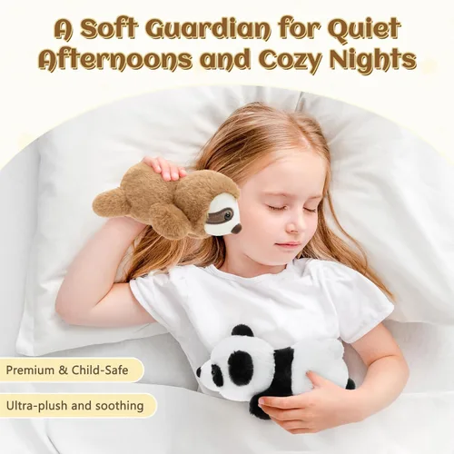 Miniatura 6 de Tezituor Juego de 2 juguetes magnéticos portátiles de peluche, imanes de hombro de 7 pulgadas, panda y perezoso, juego interactivo, regalo