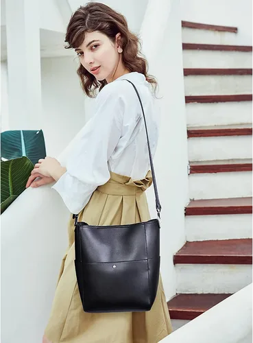Miniatura 2 de Telena Bolsos cruzados para mujer, de cuero vegano, bolso cruzado para el hombro, bolsa de cubo Hobo