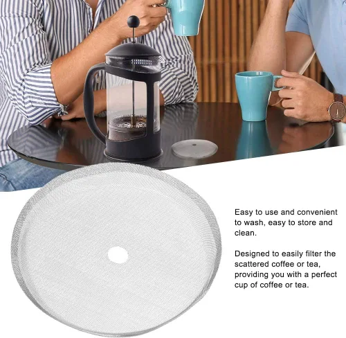 Miniatura 2 de Pantalla de filtro de repuesto para prensa francesa, paquete de 5 filtros universales de acero inoxidable de 2.6 pulgadas, filtros de malla
