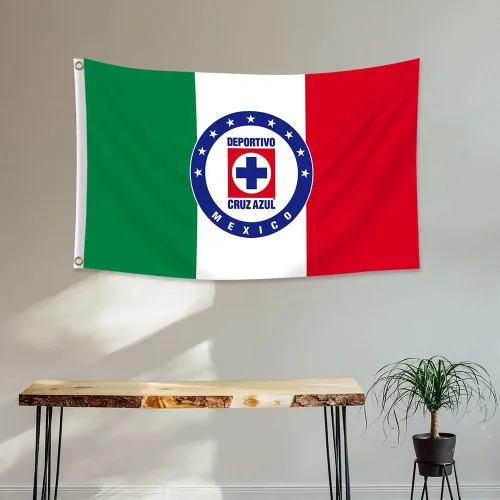 Miniatura 4 de Cruz Azul - Bandera tricolor de México Futbol Club, A.C. Bandera de 3 x 5 pies de doble cara Bandera de fútbol La Maquina Celeste resistente