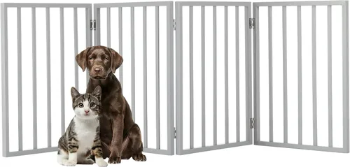 Miniatura 5 de Puerta para Mascotas - Valla Plegable para Perros de 4 Paneles para Interiores para Escaleras, Pasillos o Puertas - Puertas para Perros Marrón