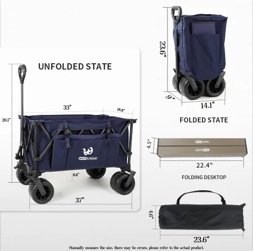 Miniatura 3 de Whitsunday Carro plegable, gran capacidad, 400 libras, ruedas todo terreno, carro utilitario resistente para jardinería, compras, pesca, campamento