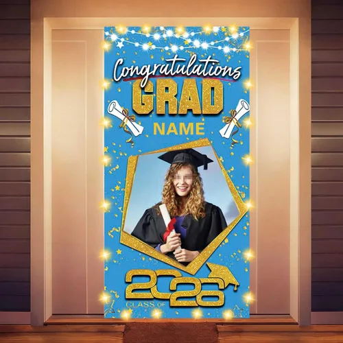Miniatura 9 de Decoraciones personalizadas para fiestas de graduación 2026 – Cartel de felicitación de graduación grande – Cartel de fondo de graduación