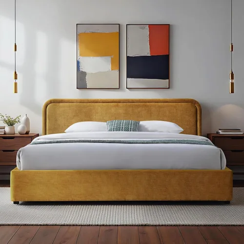 Miniatura 12 de Chloe - Cama de plataforma tapizada No requiere somier (borde negro, marco de cama queen)