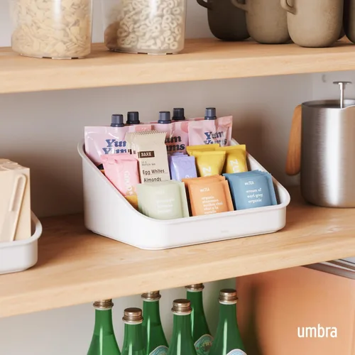 Miniatura 2 de Umbra Bellwood - Organizador de paquetes, bandeja dividida para ingredientes de despensa y otros artículos pequeños, hecho de plástico duradero