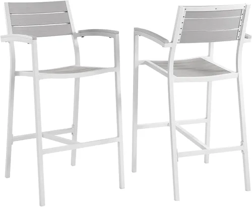 Miniatura 8 de Modway Sillas de dos brazos de aluminio para patio al aire libre de Maine en gris marrón