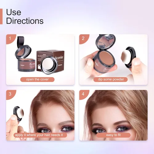 Miniatura 5 de Acomler Color de Cabello en Polvo de Sombra para Retoque Instantáneo de Raíces, Cobertura de Raíces, Marrón Oscuro para Cabello Ralo, Cobertura