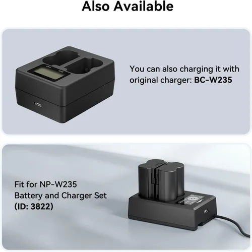 Miniatura 7 de SMALLRIG Batería USB-C de repuesto de 2400 mAh para Fujifilm NP-W235, 2.5H completamente cargada, para Fuji X-T5, X-T4, GFX100S, para Fujifilm X-T5