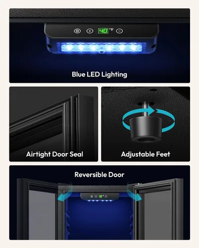 Miniatura 8 de EUHOMY 16 Bottle Wine Cooler Refrigerator, Compressor Wine Fridge with Glass Door, Freestanding Wine Cellar with Digital Temp Control & LED Light