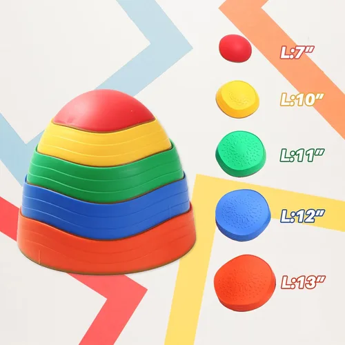 Miniatura 4 de Escalones de equilibrio para niños pequeños Carrera de obstáculos – 5 juguetes duraderos para exteriores, piedras sensoriales para mejorar la Arcoír