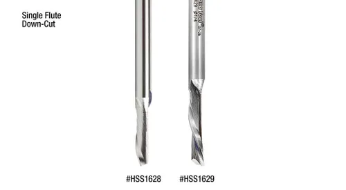 Miniatura 4 de Amana Tool HSS1655 Brocas de enrutador espiral de doble flauta Metal Corte de aluminio de 1/4 D x 1 x 1/4 pulgadas Broca de enrutador de corte