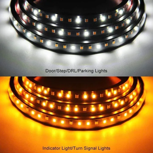 Miniatura 8 de Tira de luz LED para estribo de camión de 60 pulgadas, señal de giro ámbar secuencial DRL y luz blanca de cortesía, 288 LED, impermeable, flexible