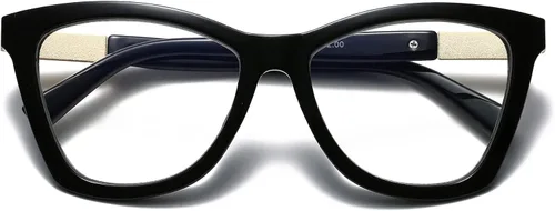 Bevi Gafas de lectura antifatiga ocular, bloqueo de luz azul, marco cuadrado grande de gran tamaño con bisagra de metal para mujeres y hombres