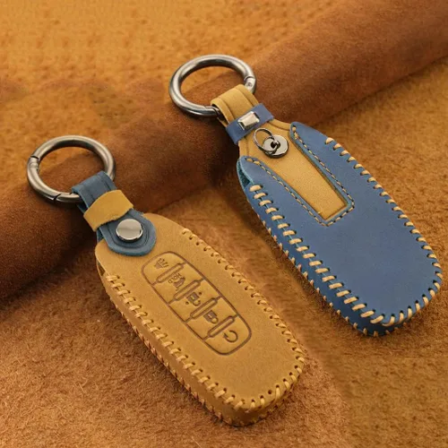 Miniatura 3 de ontto Leather Key Fob Cover Car Key Holder Case Fit for Nissan Ariya Pathfinder Kicks X-Trail Rogue 8 Gen New Teana 2023 2024