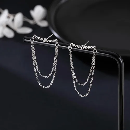 Miniatura 15 de SLUYNZ Aretes colgantes de plata de ley 925 para mujer, aretes colgantes de borla, bolas pequeñas