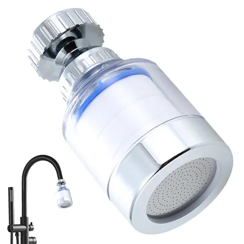 Grifo de agua con filtro de fregadero, filtro de agua transparente giratorio de 360 grados que elimina el cloro, el flúor, los metales pesados y el