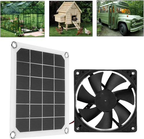 Miniatura 7 de Kit de ventilador extractor accionado solar 6V 10W IP65 impermeable para invernadero gallinero con carga USB