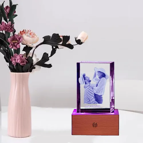 Miniatura 4 de Foto de cristal 3D personalizada con tu propia foto, marco de fotos grabado con láser 3D personalizado, boda, aniversario, Navidad, Día del Padre