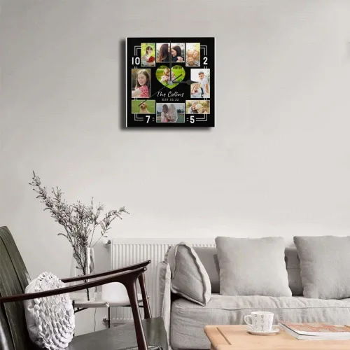 Miniatura 7 de Reloj de pared con foto personalizado, texto personalizado en la pared, impresión de reloj cuadrado personalizado, reloj con foto personalizado