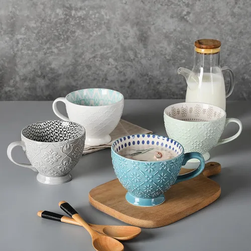 Miniatura 6 de SIGNATURE HOUSEWARES Juego de 4 tazas con patas surtidas de 14 onzas, PP13 multicolor