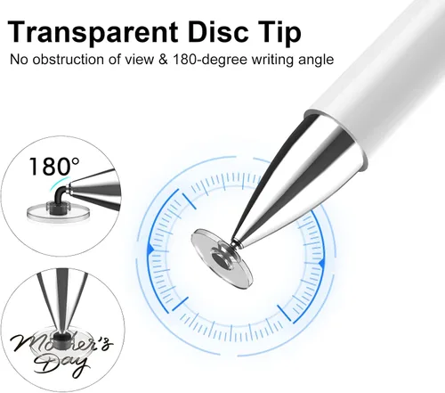 Miniatura 3 de Lápiz óptico para pantalla táctil, paquete de 2 lápices capacitivos de disco magnético de alta sensibilidad y precisión para Negro/Blanco