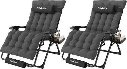 Miniatura 19 de Amopatio Silla de gravedad cero de gran tamaño, silla reclinable de 29 pulgadas de ancho, con bloqueo y reposapiés mejorados, soporte para tazas