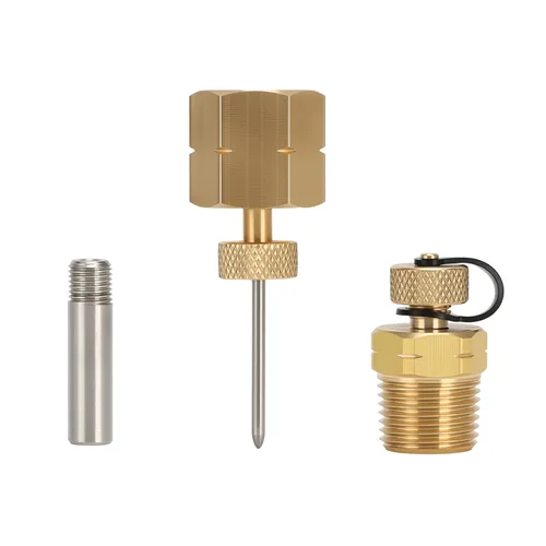 Brass Gauge Adaptor 1/2 NPT Female,2-1/2 OAL x 1-2/5" x 1/8" Probe with Stainless Steel Sheath,Pressure Gauge Fitting kit