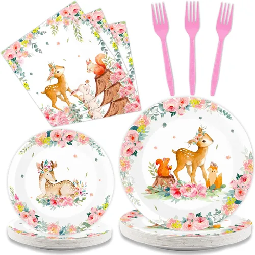 Miniatura 20 de Tevxj Juego de vajilla de 96 piezas para fiesta mexicana de feliz cumpleaños, platos de postre desechables, platos de fiesta, servilletas, tenedores