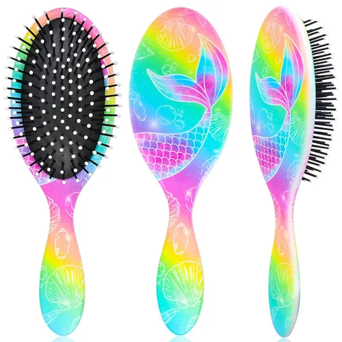 Miniatura 11 de Cepillo de pelo para niñas y niños pequeños, cepillo desenredante para cabello rizado y grueso, sin dolor, peine para niñas y mujeres, unicornio