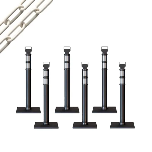 Miniatura 49 de Trafford Industrial - Paquete de 6 postes de delineador de 45 pulgadas, collares reflectantes de 3 pulgadas, base de goma de 10 libras