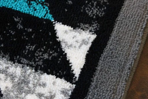 Miniatura 5 de Masada Rugs, Stephanie Collection - Alfombra de área del suroeste de nativos americanos, diseño envejecido 1106 turquesa, gris, blanco y negro