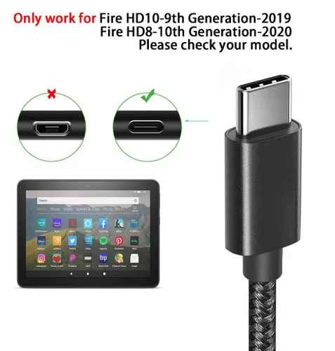 Miniatura 5 de Cargador de pared con 2 cables tipo C de 6.6 pies para iPhone 15 16 17 PS5 Controller Fire 10 Cargador de tableta para Kindle Kids Fire, tableta
