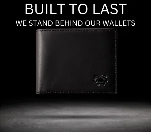 Miniatura 6 de Stealth Mode Cartera plegable de cuero para hombre con ventana de identificación y bloqueo RFID