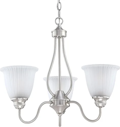 Miniatura 11 de 3 luces de vidrio industrial moderno con acabado de níquel cepillado. Accesorio de iluminación y decoración de jaula de alambre de metal para sala