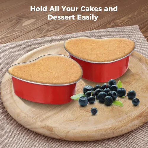 Miniatura 3 de 50 mini moldes para pasteles con tapas, mini latas para tartas, moldes de papel de aluminio en forma de corazón con tapas, recipiente para tartas