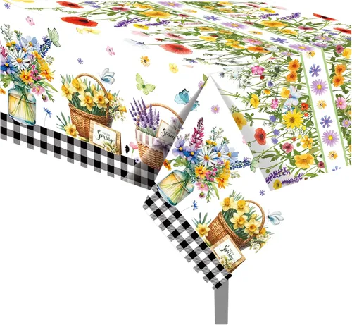 Miniatura 17 de 1 paquete de mantel de plástico con diseño de bandera americana del 4 de julio para fiesta, 54 x 87 pulgadas de largo, mantel rectangular para bufé