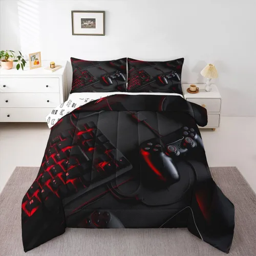 Miniatura 12 de Erosebridal Juego de edredón de murciélago tamaño Queen para niños y niñas, juego de ropa de cama con degradado de arco iris, juego de edredón Multi