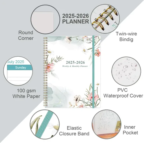 Miniatura 2 de Agenda de bolsillo 2025-2026, agenda semanal y mensual 2025-2026 de julio de 2025 a junio de 2026, pestañas de 12 meses, 3.75 x 6.75 pulgadas, océano