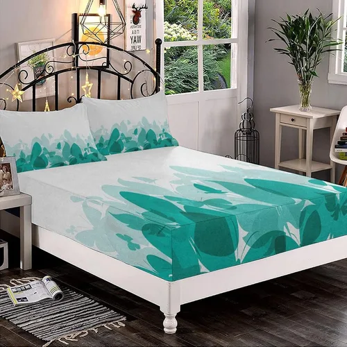 Miniatura 19 de Juego de sábanas decorativas tamaño individual XL, juego de sábanas bajeras con bolsillos profundos de cactus y 2 fundas de almohada