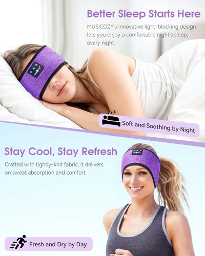 Miniatura 2 de MUSICOZY Auriculares para dormir inalámbricos, diadema Bluetooth, auriculares deportivos para dormir, auriculares máscara para dormir, diadema