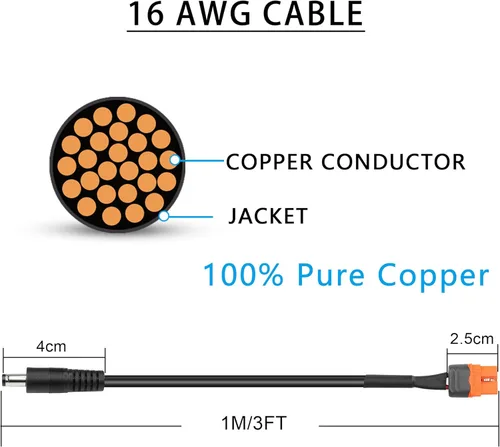 Miniatura 4 de Cable de alimentación de CC a XT60, 1M/3FT 16AWG DC 0.217 in X 0.083 in macho a XT60I (2+1) con cable adaptador hembra de pin de señal