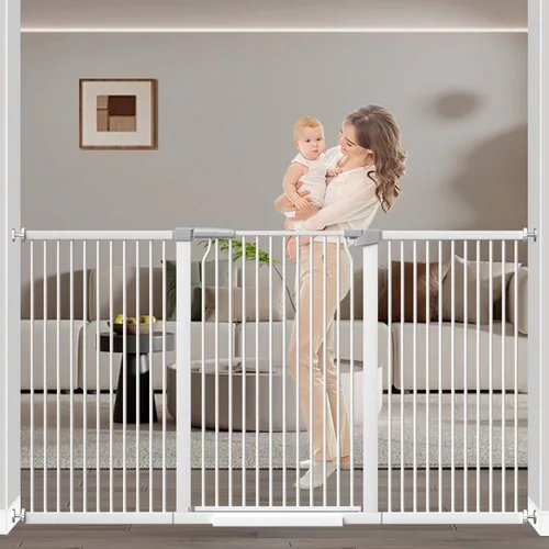 Miniatura 12 de Puerta extra alta para bebés de 40.5 pulgadas, sin taladros, puerta extra ancha de 54.7 a 60.2 pulgadas para perros y mascotas, para interiores