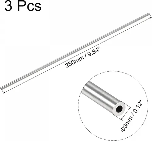 Miniatura 2 de uxcell Tubo de acero inoxidable 316, tubo de 0.118 in OD 0.039 in de espesor de pared de 9.843 in de longitud de 3 piezas